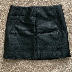 Black mini leather skirt